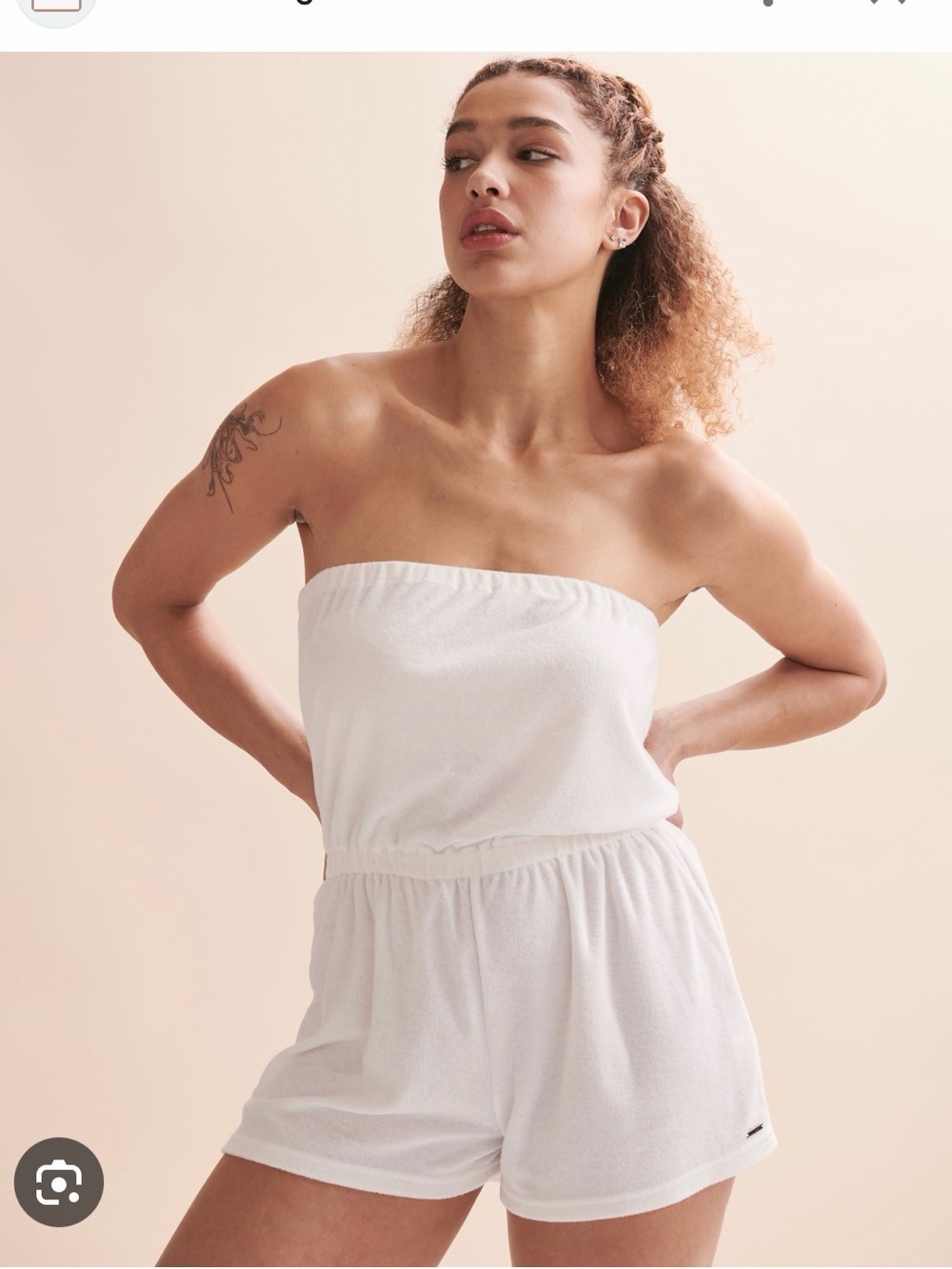 Roxy Strapless White Terry Romper - Women’s